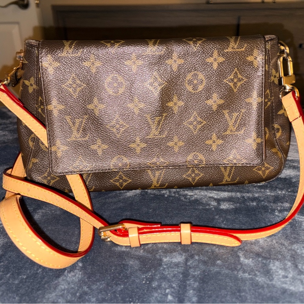 Louis Vuitton Brown Monogram Crossbody with Red-Trim Adjustable Strap